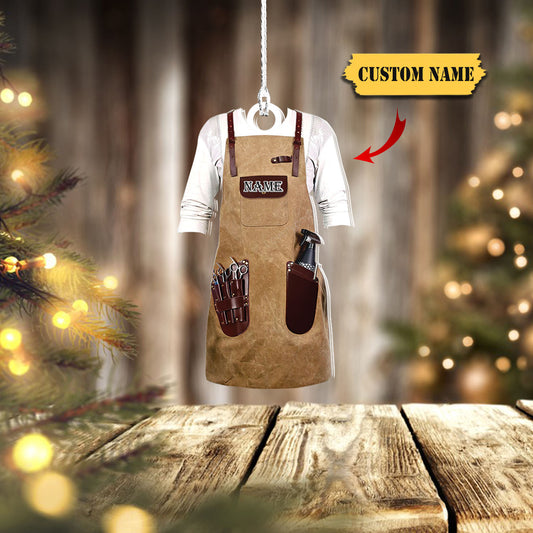 Barber Logo Custom Shaped Ornament, Christmas Gift For Barber, Barber Shop Ornament_Style 7_Pack 1 1, Ornament Decoration, Ornament Christmas