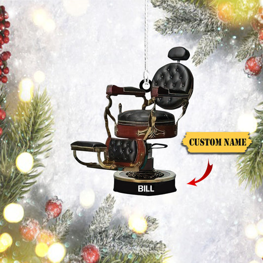 Barber Logo Custom Shaped Ornament, Christmas Gift For Barber, Barber Shop Ornament_Style 9_Pack 1 1, Ornament Decoration, Ornament Christmas