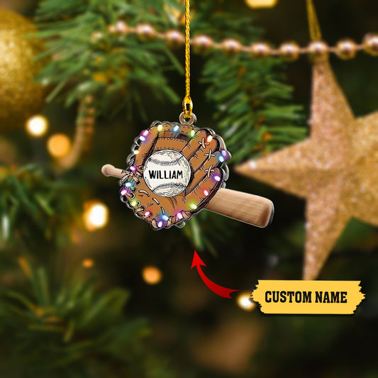 Baseball Glove Custom Name Christmas Ornament, Chritmas gift for baseball lover, Ornament Decoration, Ornament For Gift, Ornament Christmas