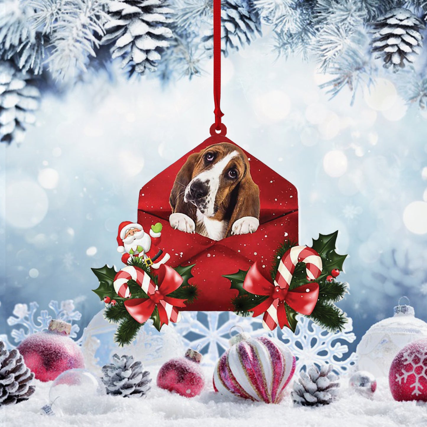 Basset Hound Christmas Letter Ornament Dog Christmas Decoration, Ornament Decoration, Ornament Christmas - TeeZworldVN