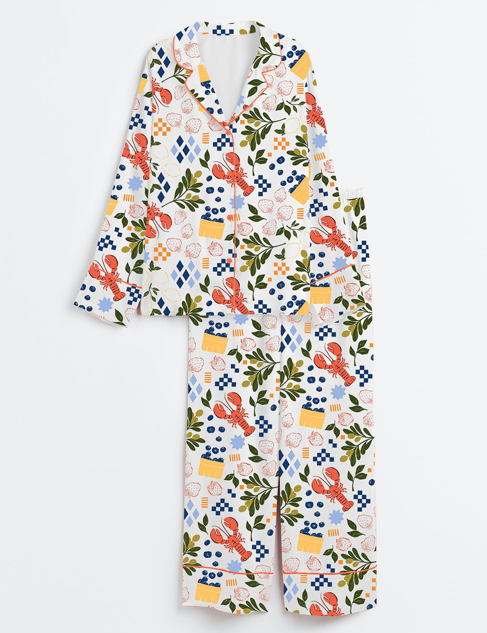 Women's Capri Design Long Sleeve Satin Pajama Set