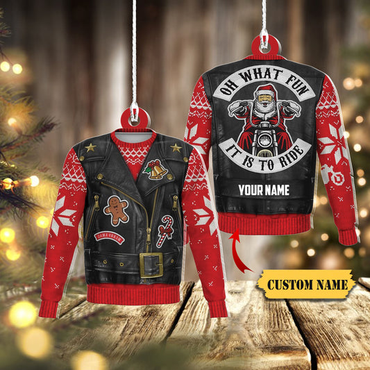 Biker Christmas Santa Claus Shape Flat Ornament, Bike Ornament Christmas, Christmas Decor, Ornament Decoration, Ornament For Gift, Ornament Christmas