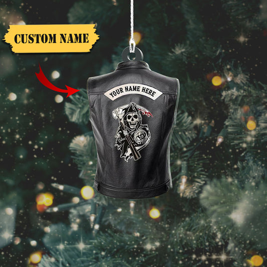 Biker Vest Custom Name Shape Acrylic Ornament, Ornament Decoration, Ornament For Gift, Ornament Christmas