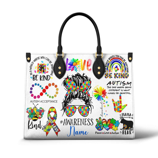 Lorva Personalized Autism Leather Bag Happy Mom