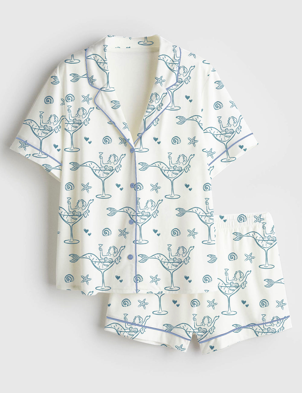 Women’s Seashells And Wedding Bells Bachelorette Beach Party Coastal Last Toast Print Short Sleeve Satin Pajama Set