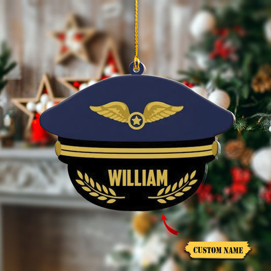 Captain Pilot Hat Custom Shaped Acrylic Ornament for Pilot, Ornament Decoration, Ornament For Gift, Ornament Christmas