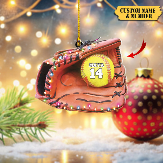 CHUNG-Personalized Baseball Glove Ornaments, Custom Name Ornament, Baseball Ornament, Ornament Decoration, Ornament For Gift, Ornament Christmas