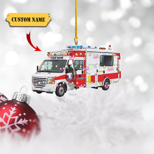Custom Ambulance Christmas Tree Ornament EMS EMT Emergency Worker Christmas Gift, Ornament Decoration, Ornament For Gift, Ornament Christmas