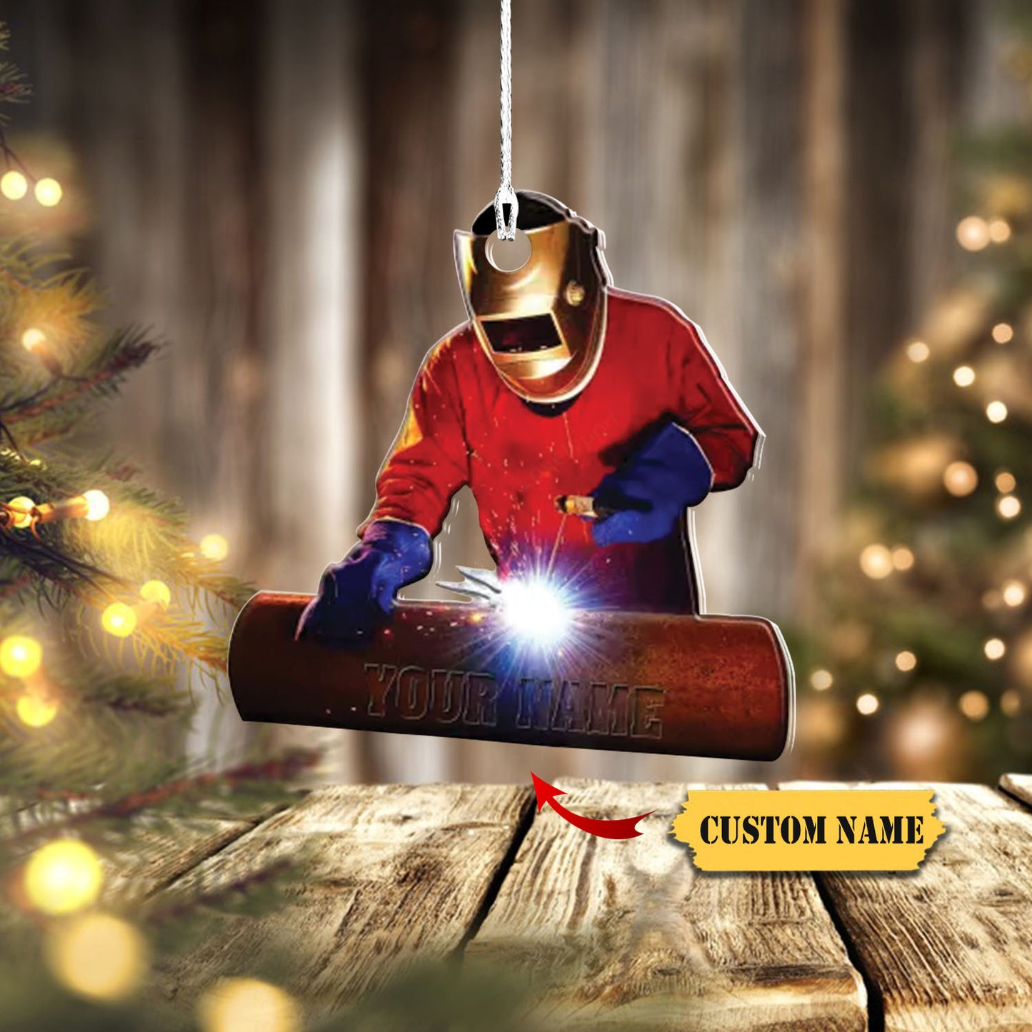 Customized Proud American Welder, Welder Hanging Ornament, Christmas Ornament, Ornament For Him, Gift For Him, Ornament Christmas