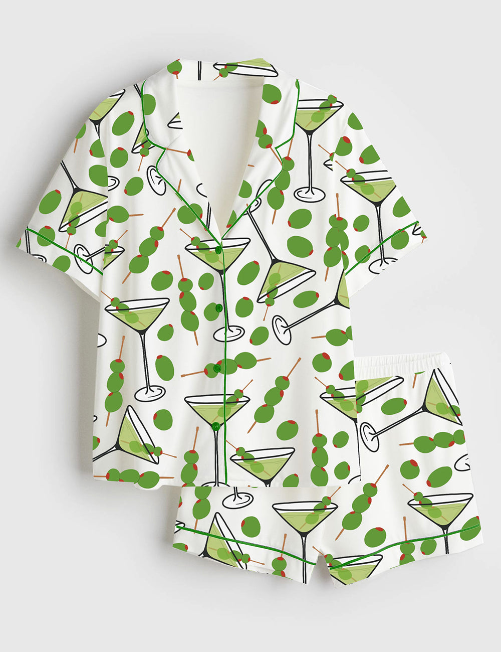 Women's Martini Short Sleeve Satin Pajama Set