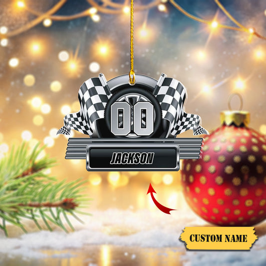 Dirt Track Engine Personalized Car Racing Christmas Ornament 2022 Drag Racing Ornaments Dirt Truck Race Car Driver Wooden Ornaments 3, Ornament Decoration, Ornament For Gift, Ornament Christmas