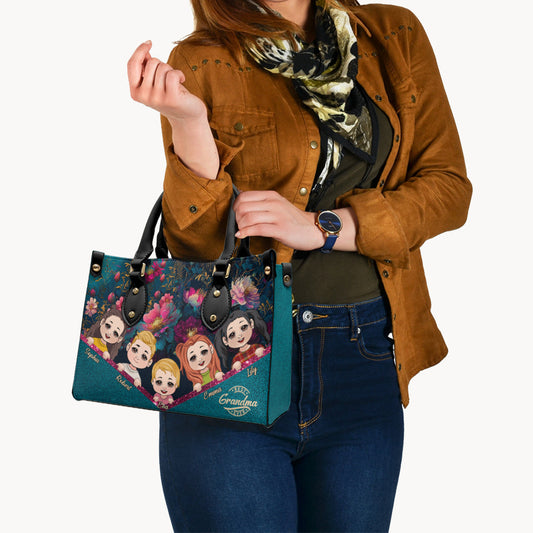 Best Grandma Mom Ever - Personalized Grandma Leather Handbag