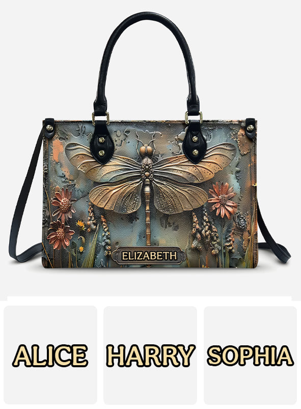 Stunning Dragonfly - Personalized Dragonfly Leather Handbag
