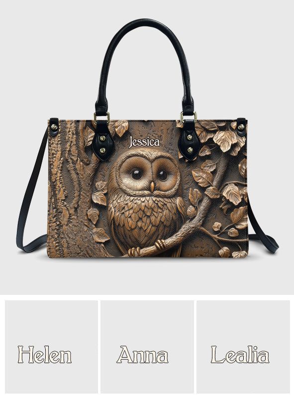 Stunning Owl - Personalized Owl Leather Handbag