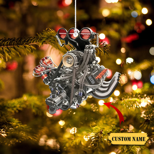 Drag Racing Hot Rod V8 Engine, Custom Drag Racing Ornament, Christmas Gift For Racing Lovers, Ornament Decoration, Ornament For Gift, Ornament Christmas