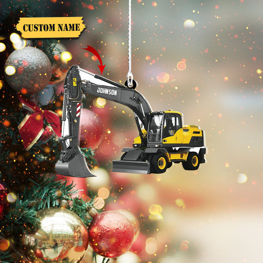 Excavator Machine Personalized Flat Ornaments, Excavator Truck Custom Christmas Ornament, Ornament Decoration, Ornament For Gift, Ornament Christmas