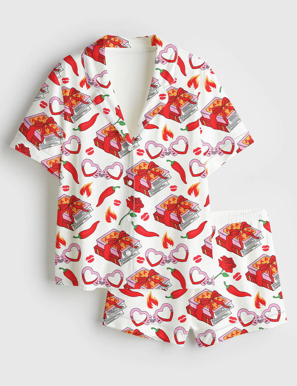 Women’s Spicy Smutty Book Reading Book Lover Short Sleeve Satin Pajama Set