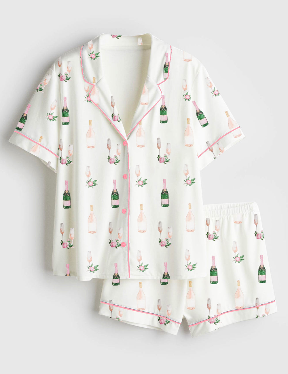 Women's Breakfast Of Champs Short Sleeve Satin Pajama Set