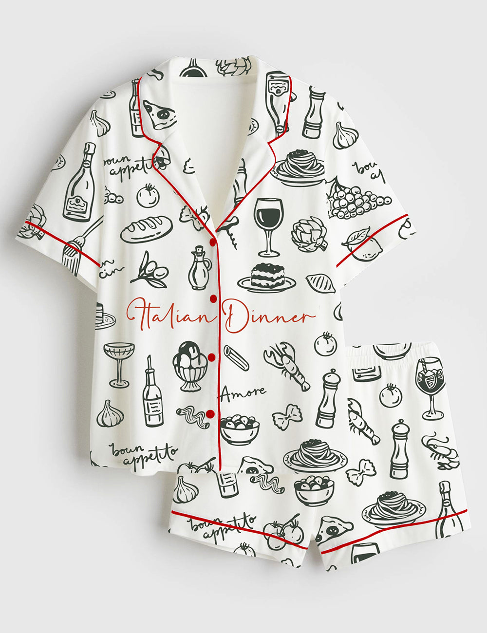 Women’s Italian Dinner Perfect Italian Wedding Dinner Short Sleeve Satin Pajama Set