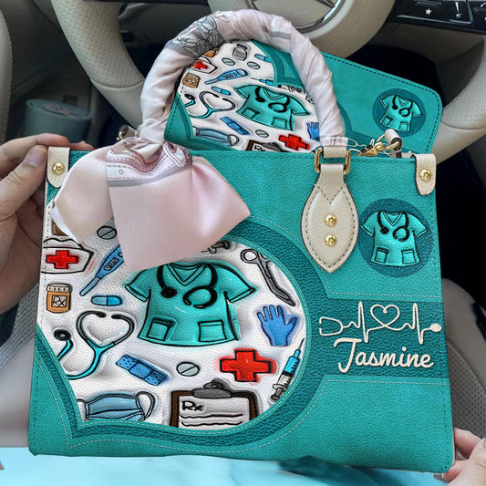 Lorva Personalized Leather Bag Puffy Nurse
