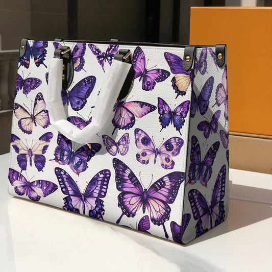 Butterfly Leather Bag Purple Butterfly Garden