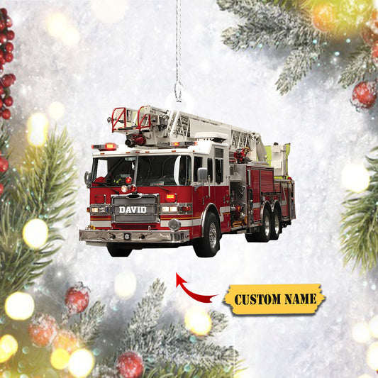Fire Truck Personalized Mica Ornament, Ornament Decoration, Ornament For Gift, Ornament Christmas