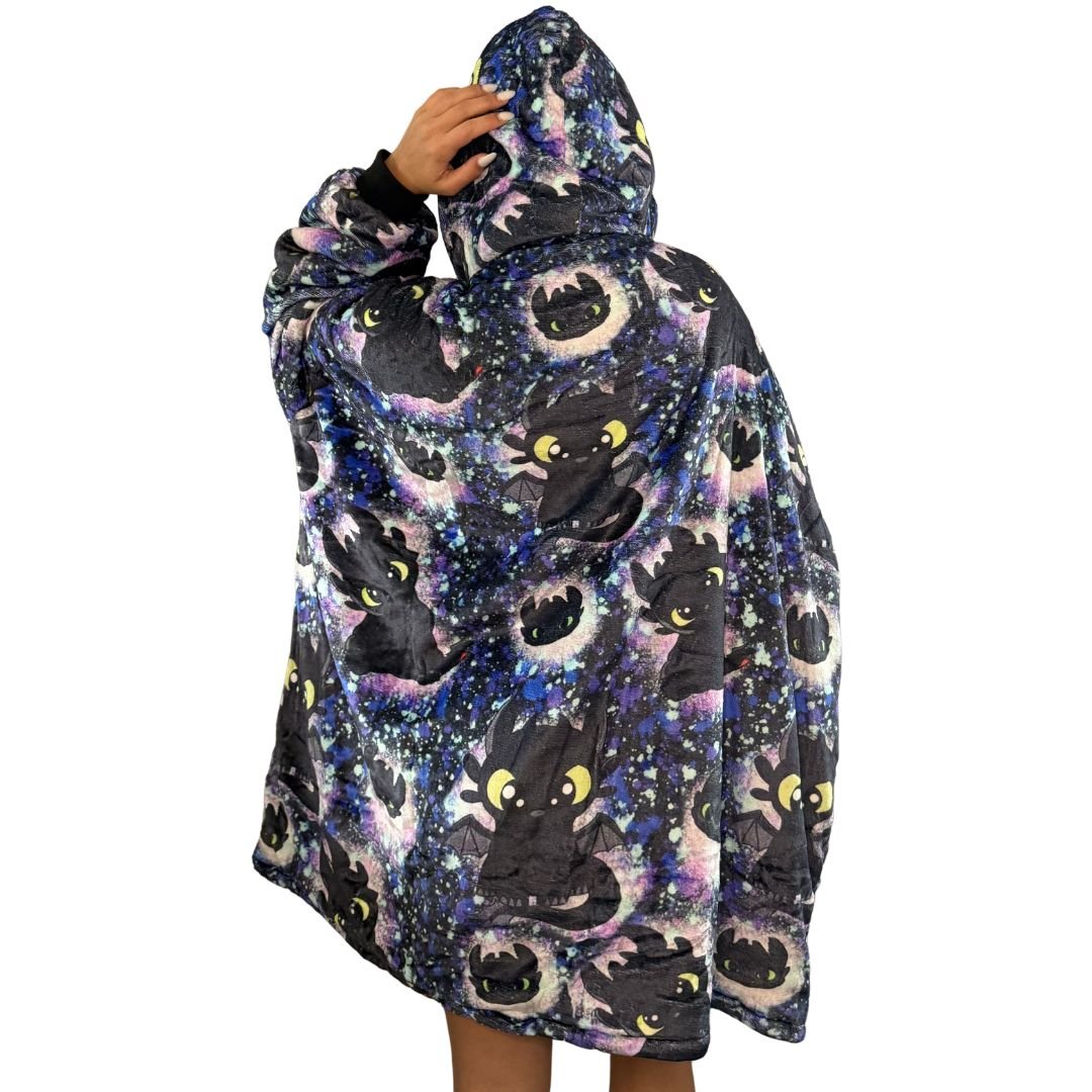 how to train your Dragon Toothless Oversized wearable Blanket Hoodie Sherpa Hoodie for Adults & Kids
