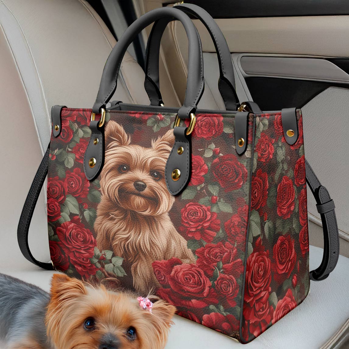 Yorkie Leather Bag Scarlet Rose Yorkie