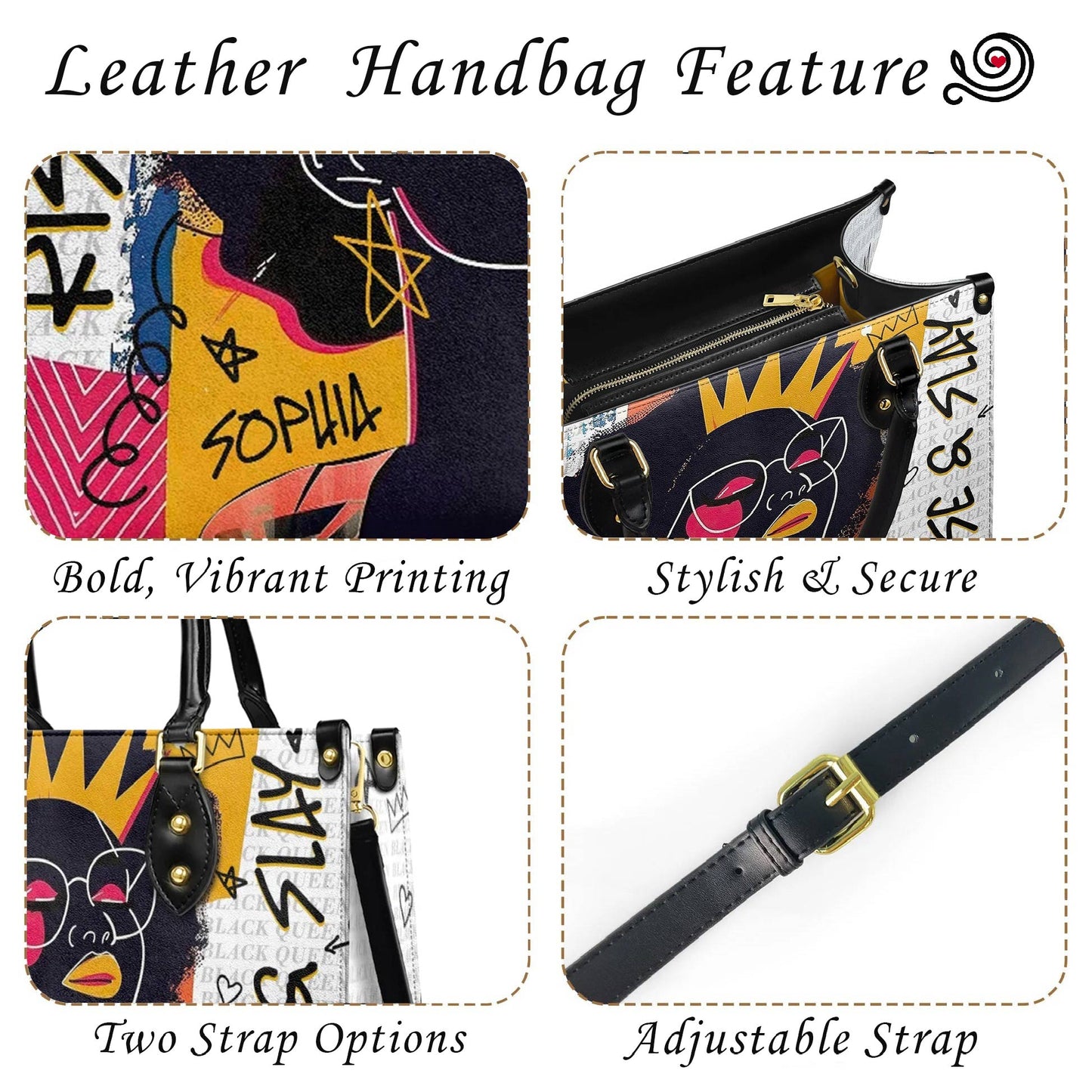 Leather Bag Gorgeous Black Cat