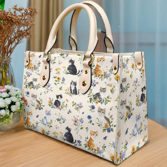 Cat Leather Bag Cute Garden