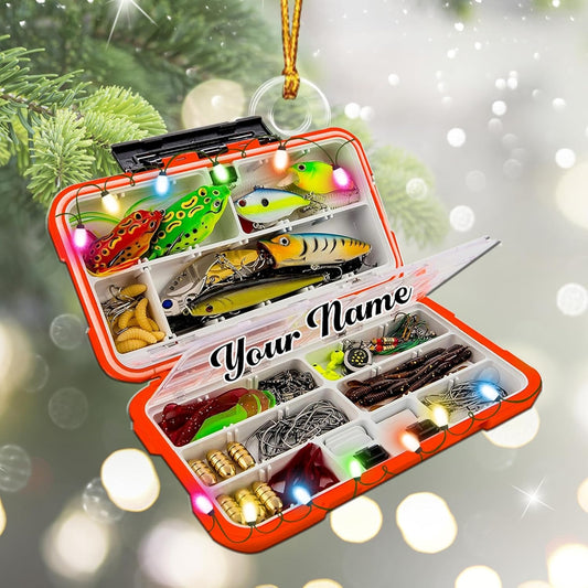HomeDesign Personalized Fishing Ornament Custom Fishing Christmas Ornaments Fishing Vest Christmas Ornaments Gifts for Fishing Lovers Ornament 1, Ornament Decoration, Ornament For Gift, Ornament Christmas