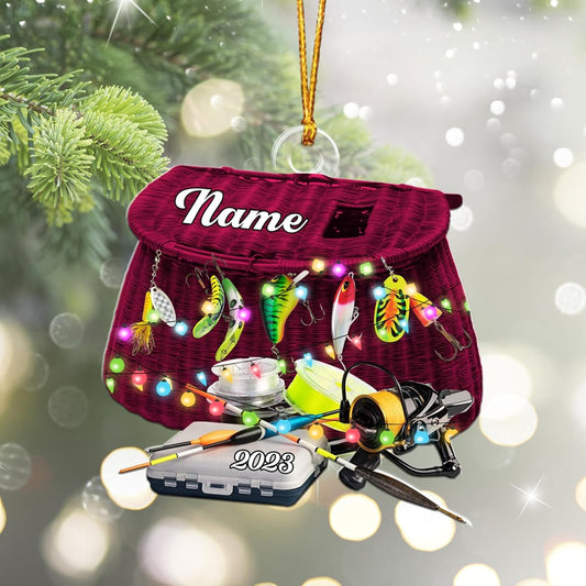 HomeDesign Personalized Fishing Ornament Custom Fishing Christmas Ornaments Fishing Vest Christmas Ornaments Gifts for Fishing Lovers Ornament 3, Ornament Decoration, Ornament For Gift, Ornament Christmas