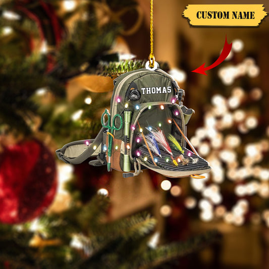 HomeDesign Personalized Fishing Ornament Custom Fishing Christmas Ornaments Fishing Vest Christmas Ornaments Gifts for Fishing Lovers Ornament 7, Ornament Decoration, Ornament For Gift, Ornament Christmas