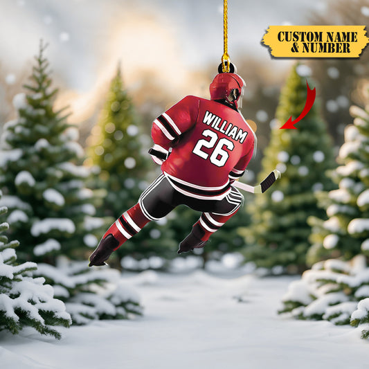 HomeDesign Personalized Hockey Christmas Ornament, Hockey Skates Helmet and Stick, Hockey Player Ornament656, Ornament Decoration, Ornament For Gift, Ornament Christmas