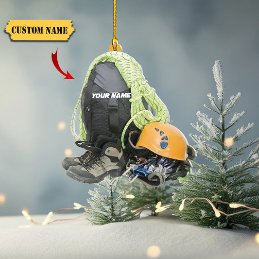 HomeDesign Personalized Rock Climbing Ornaments Custom Climbing Ornament Rock Climber Ornament, Mountain Climbing Bag, Ornament Decoration, Ornament For Gift, Ornament Christmas