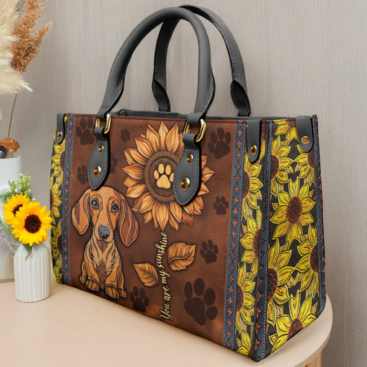 Leather Bag Dachshund You Are My Sunshine
