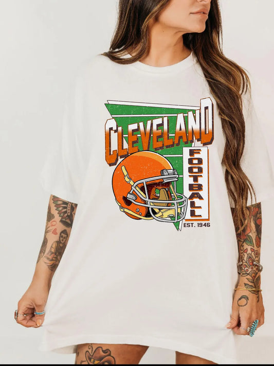 Cleveland Retro 90s Style Football Sweatshirt, Game Day Shirt, Cleveland Football Shirt, Sunday Football Shirt, Cleveland Crewneck Tee