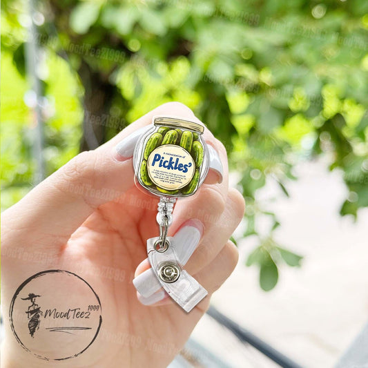 Pickles Jar Badge Reel, Funny Retractable ID Holder, Unique Nurse Badge Reel, Medical Badge Holder, Badge Holder