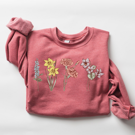 Customize Birth Month Flower Sweatshirt, Christmas Gift For Mom, Grandma Sweatshirt, Mothers Day Gift, New Mom Gift, Mama Sweatshirt