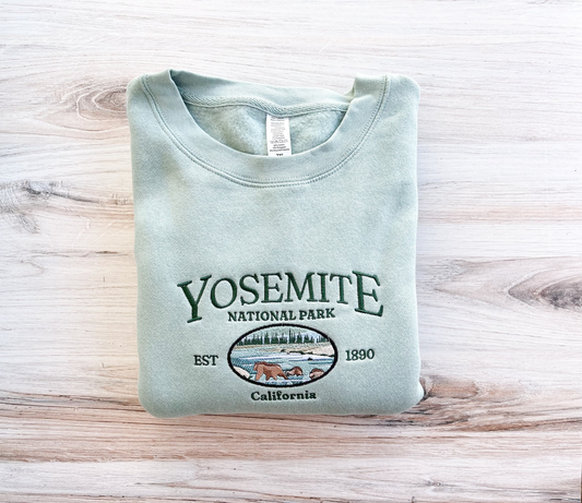 Embroidered Yosemite Sweatshirt, Hiking Embroidered Crewneck, National Park Sweater, Outdoors Gift, California Sweater, Cozy, Embroidered