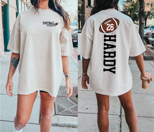 Football Mom Shirt With Kids Name & Jersey Number, Cute Football Season Mama Shirt, Gift For Football Lover Mom Shirt, Mothers Day Gift Mom