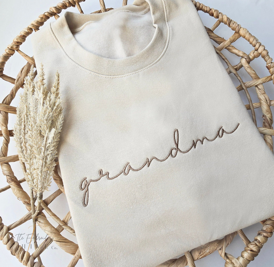 Embroidered Grandma Sweatshirt Custom Grandma Est Sweatshirt, Pregnancy Announcement, Grandma Gift, Nana, Gigi, Mother's Day Gift