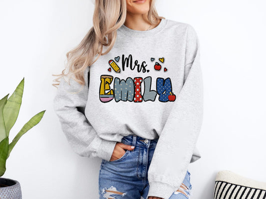 Custom Embroidered Teacher Shirt, Teacher Name Shirt, Teacher Gifts Personalized, Teacher Appreciation Gifts, Back to School Shirt, Gift for Teacher Day