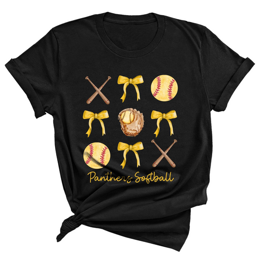 Personalized Coquette Bows Softball Shirt, Custom Team Name Game Day Gift, Custom Softball T-Shirt