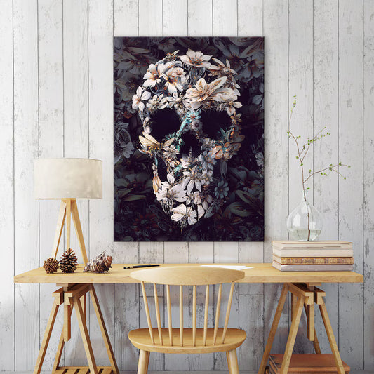 Skull Canvas Print, Boho Style Canvas Art, Sugar Skull Canvas Home Decor, Gothic Canvas Wall Art, Halloween Skull Decor