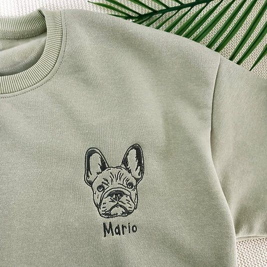 Embroidered Pet Face&Name Sweatshirts,Custom Embroidered Pet Sweatshirts,Custom Dog Sweatshirts,Special Birthday Gift for Dog Mom/Dad