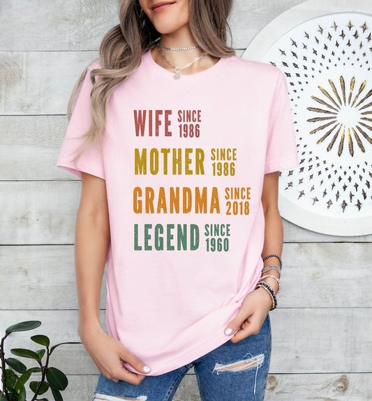 Gepersonaliseerde moeder oma shirt, Moederdag shirt, vrouw moeder oma legende, grootmoeder aangepaste datums