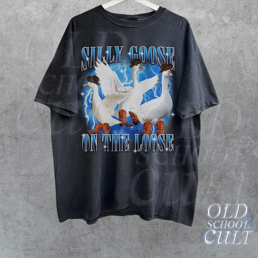 Silly Goose On The Loose Vintage 90s Graphic Shirt, Retro Funny Goose Gag Shirt, Retro Silly Meme Clothing, Yapping Meme Shirt, Fun Gift