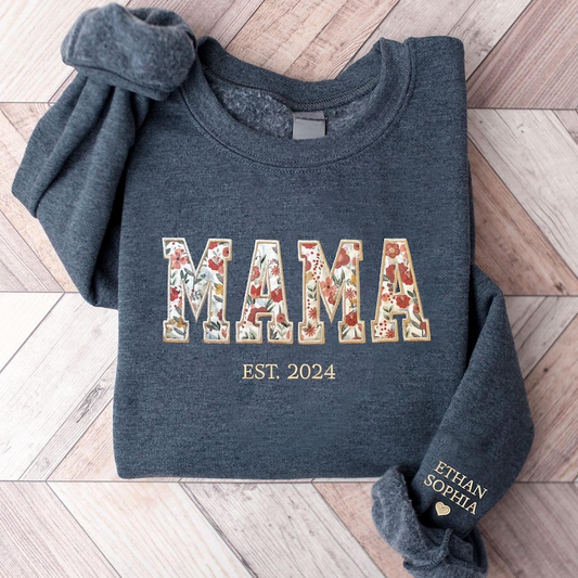 Embroidered Mama Sweatshirt, Mama Floral Applique Sweatshirt, Custom Nana Sweatshirt, Gifts For Nana, New Grandma Gifts, Mom, Mama Hoodies