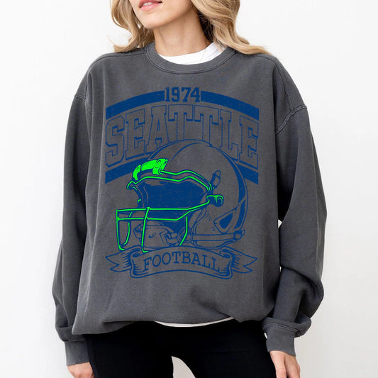 Retro 90s Style Seattle Football Sweatshirt, Game Day Shirt, Seattle Team Football Shirt, Sunday Seattle, Seattle Football